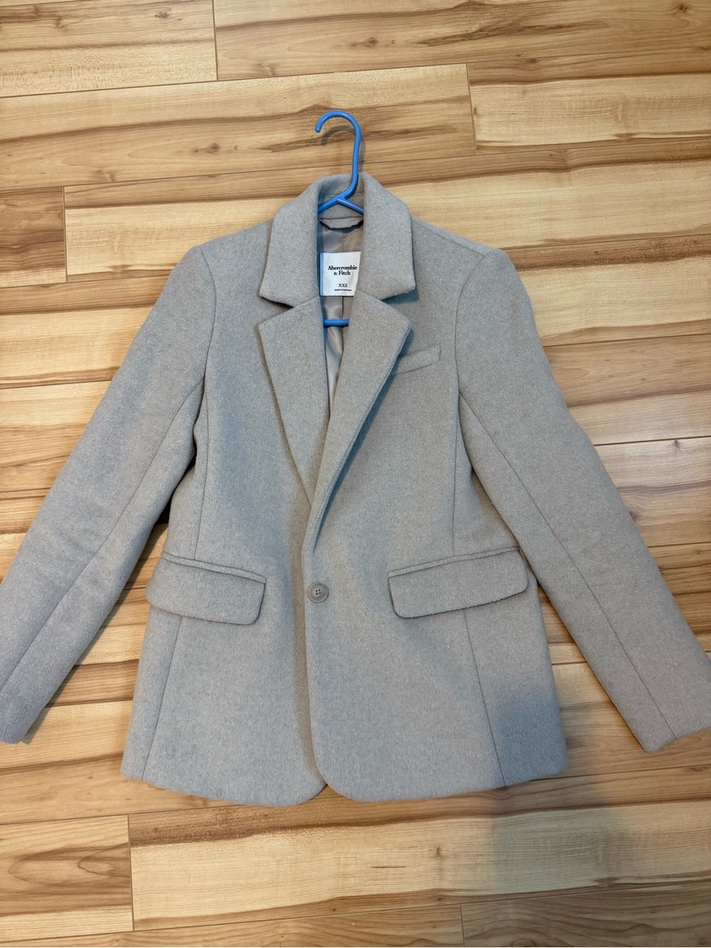 Abercrombie & Fitch Women's Light Gray Beige Wool-Blend Blazer Jacket